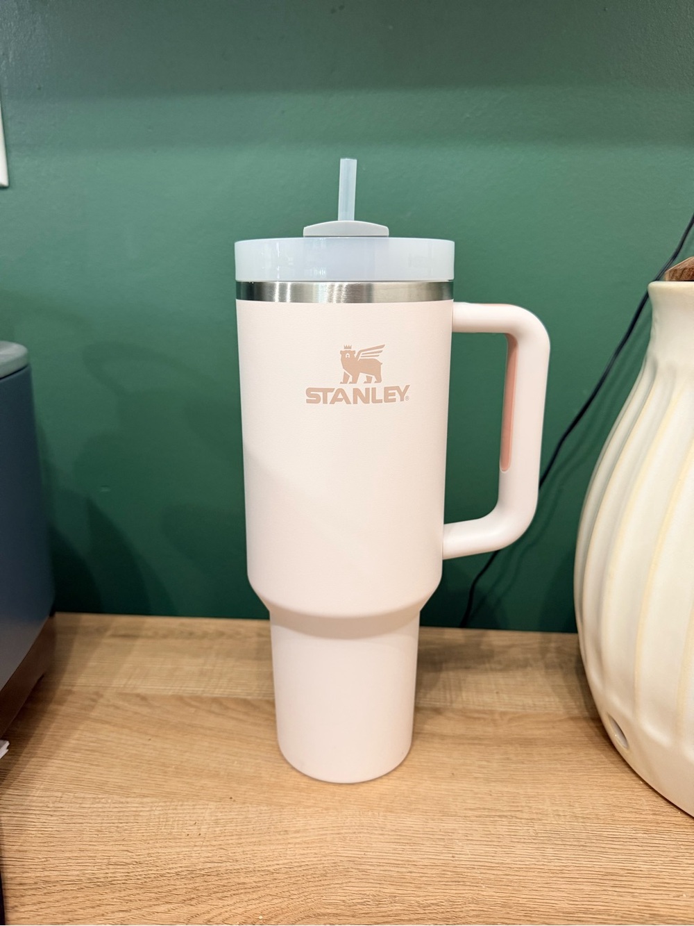 Stanley Pale Pink Insulated Travel Tumbler with Handle and Straw